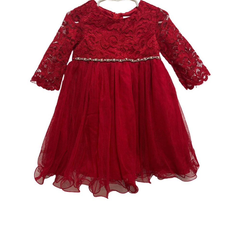 K5028 Rare Editions Beaded Empire Waist Full Skirt Lace Party Dress Girls